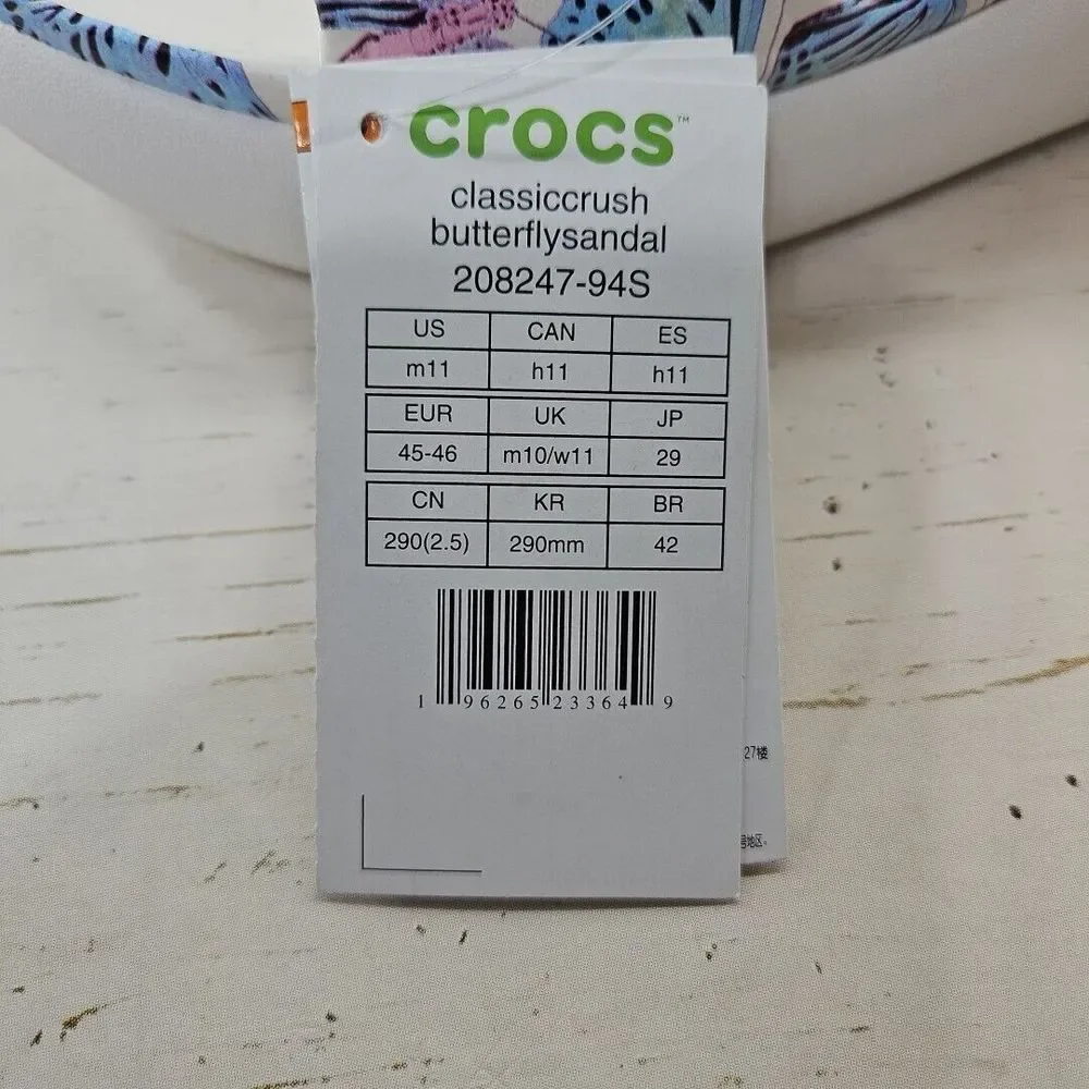 Crocs Classic Crush Butterfly Platform Heel Slip On Sandals Shoes M11 W13 Purple
